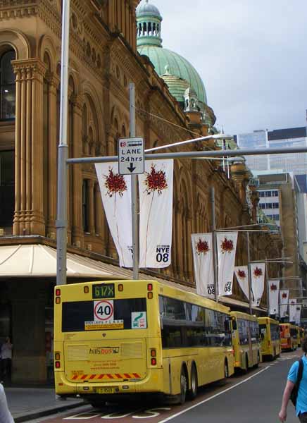 Hillsbus Scania K310UB Volgren CR228L 9509 outside QVB